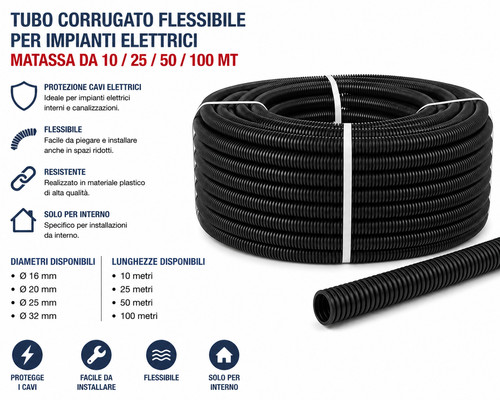 Tubo corrugato flessibile - flessibile, nero